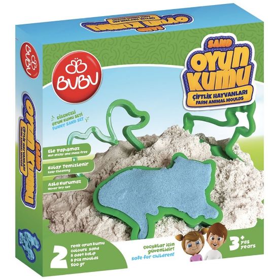 Bu-Bu Kum Ve Çiftlik Hayvan Kalıplı Set 500 GR BUBU-KU0058 resmi