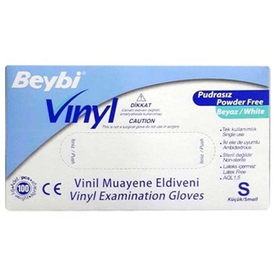 Beybi Vınyl Vinil Pudrasız Eldiven Small 100 LÜ (100 Adet) resmi