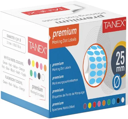 Tanex Nokta Etiketi 25 MM Mavi 2500 Li Tekli Kutu resmi