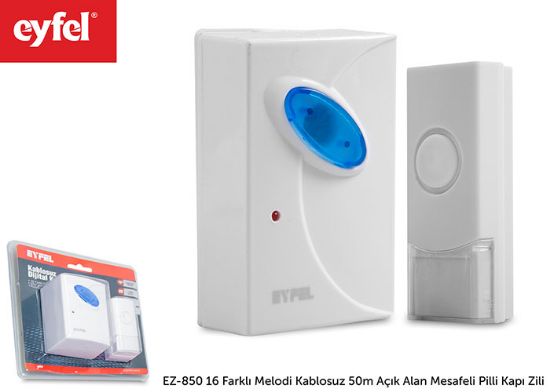 Eyfel EZ-850 16 Farklı Melodi Kablosuz 50m Açık Alan Mesafeli Pilli Kapı Zili resmi