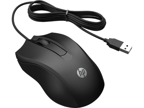 HP 100 6VY96AA Siyah Optik Kablolu Mouse 1.600 DPI Hassas Optik Sensörü  resmi