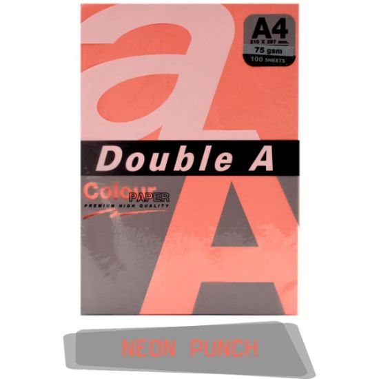 Double A Renkli Kağıt 100 LÜ A4 75 GR Fosforlu Punch resmi