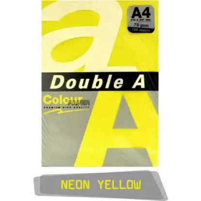 Double A Renkli Fotokopi Kağıdı 100 LÜ A4 75 GR Fosforlu Sarı resmi