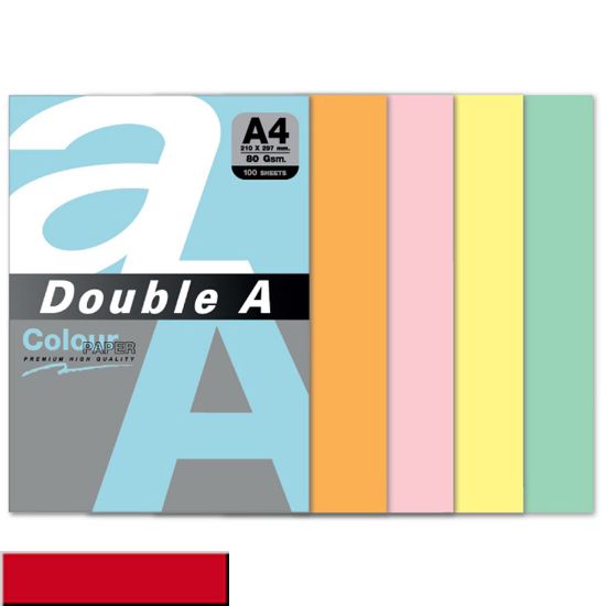 Double A Renkli Kağıt 100 LÜ A4 80 GR Kırmızı resmi