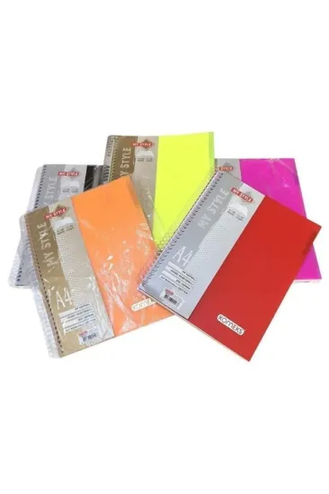 Komeks Spiralli Defter Plastik Kapak 4+1 Seperatörlü Kareli-Çizgili 200 YP A4 resmi