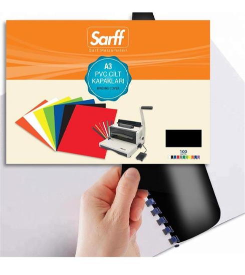 Sarff Cilt Kapağı Plastik Opak A3 160 MIC Siyah 15201025 (100 Adet) resmi