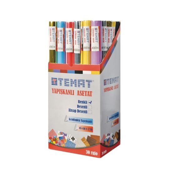 Temat Asetat Yapışkanlı Rulo 45 CM x 2 MT Renkli 92365 resmi