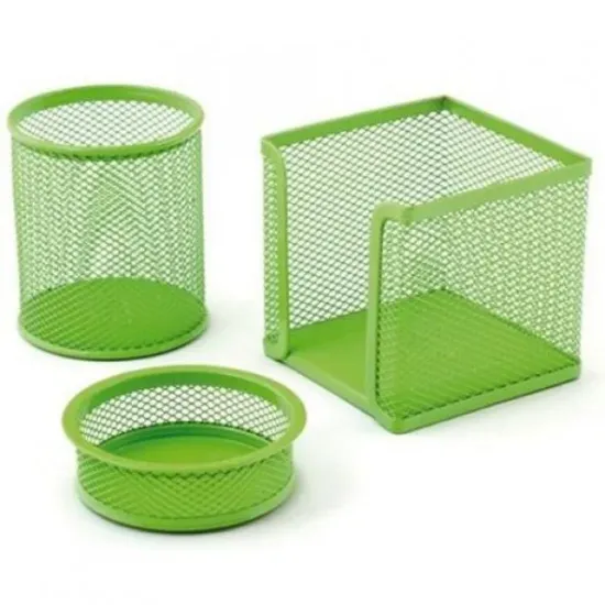 Mas Masa Seti Ataşlık-Kağıtlık-Kalemlik 3 LÜ Metal Perforeli Yeşil 505 resmi