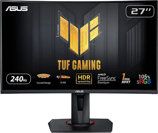 Asus 27" Tuf Gaming Vg27Vqm Curved 1920X1080 1Ms 240Hz Dp Hdmı Vesa Yükseklik Ayarlı Monitör resmi