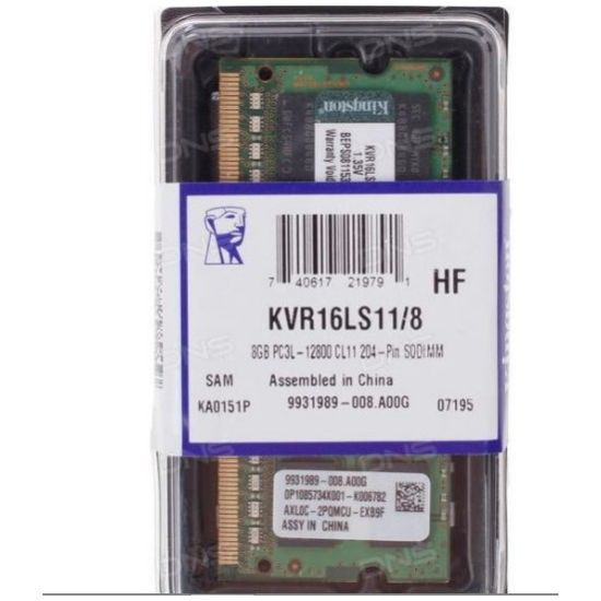 Kıngston 8Gb Ddr3L 1600Mhz Cl11 1.35V Kvr16Ls11/8WP  (Pc3-12800) Notebook Ram resmi