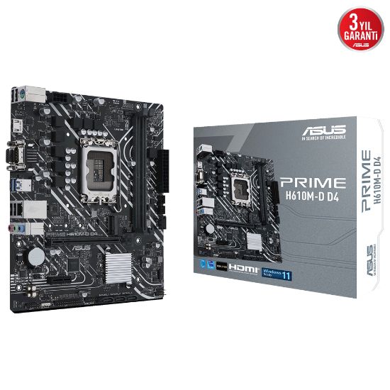 Asus Prime H610M-D D4 12.Nesil Intel H610 Soket 1700 DDR4 3200MHz mATX Anakart resmi