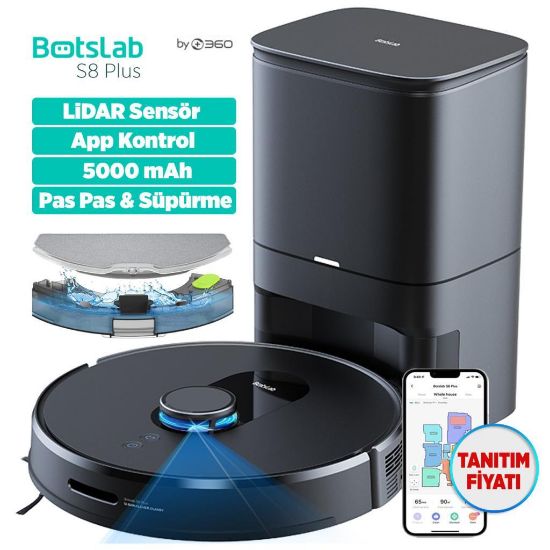 Botslab 360 S8 Plus Akıllı Robot Süpürge-Akıllı Çöp Boşaltma İstasy& MOP Pro Paspaslama resmi