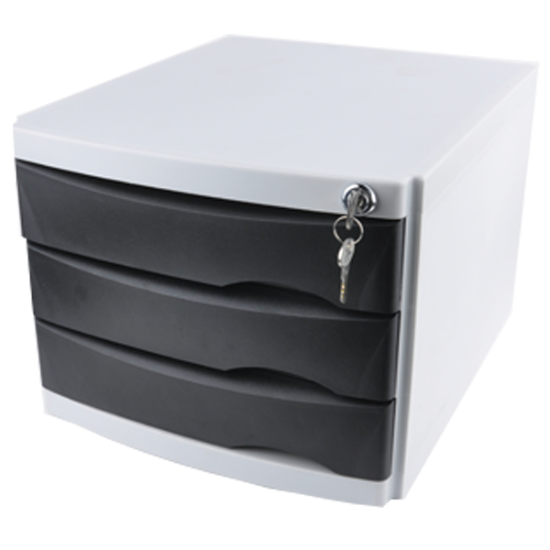 Ops Evrak Rafı Çekmeceli Plastik Kilitli 3 LÜ Siyah CMC 203 resmi
