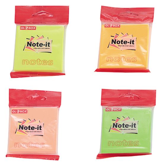 Globox Yapışkanlı Not kağıt 75x75 100 YP Neon 6633 resmi