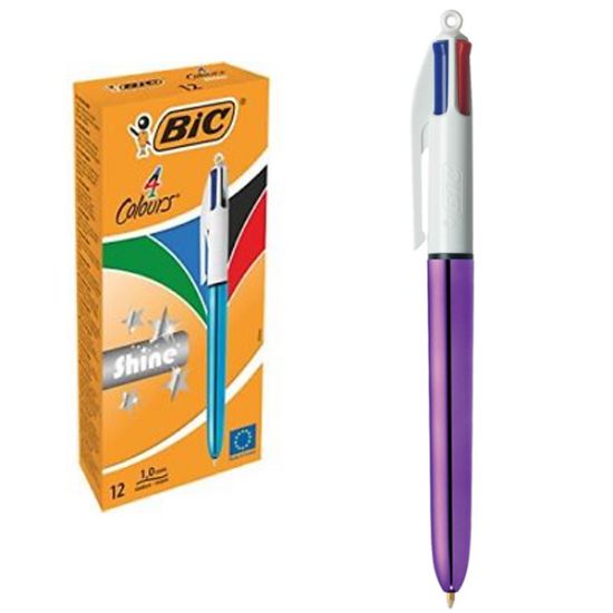 Bic Tükenmez Kalem Shıne 4 Colours Mor Gövde 12 Lİ 951351 (12 Adet) resmi