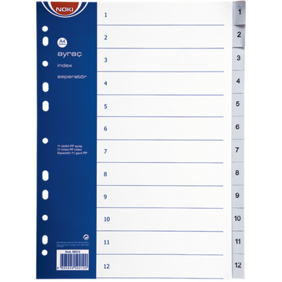 Noki Seperatör 1-12 Rakamlı Plastik A4 59212 resmi
