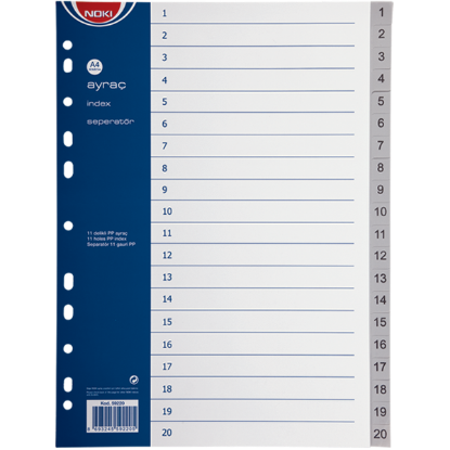 Noki Seperatör 1-20 Rakamlı Plastik A4 59220 resmi