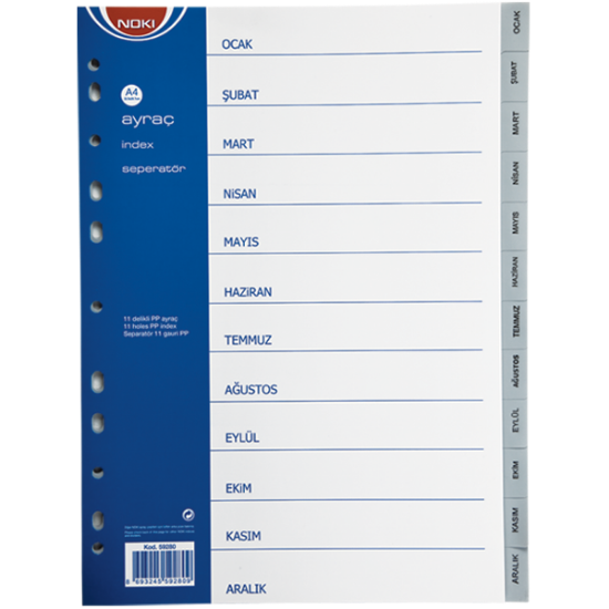 Noki Seperatör Aylar Plastik A4 59280 resmi
