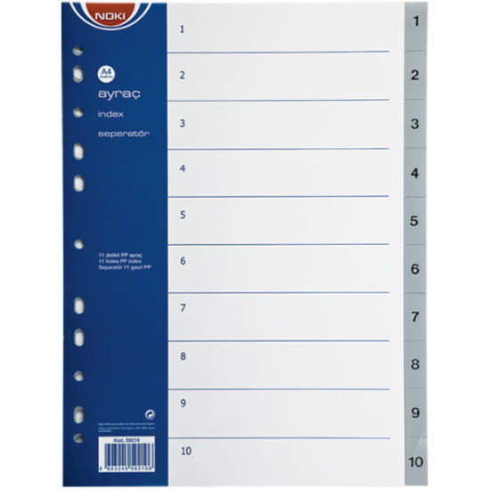 Noki Seperatör 1-10 Rakamlı Plastik A4 59210 resmi