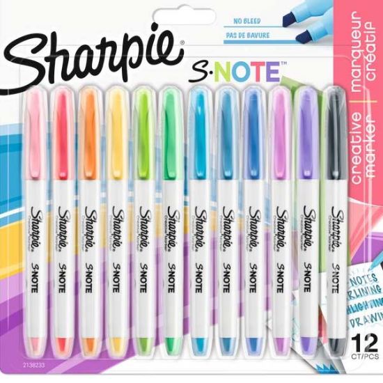 Sharpie Fosforlu Kalem Snote Çok İşlevli Karışık 12 Li Bls resmi
