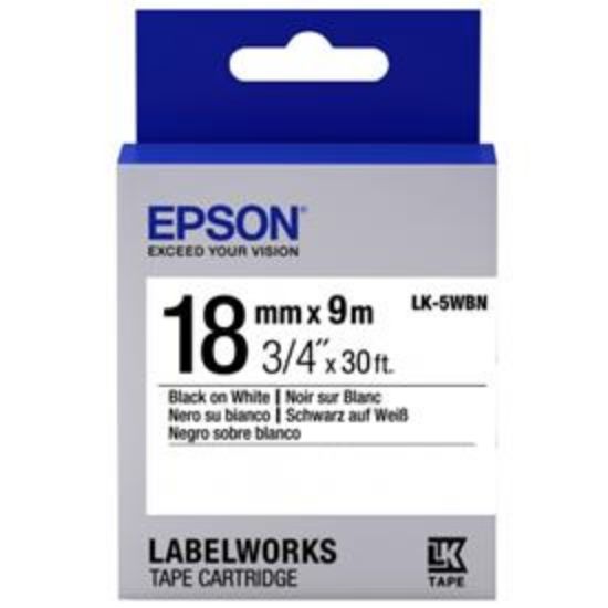 Epson LK-5WBN Standart Beyaz Üzeri Siyah 18mm 9Metre Etiket resmi