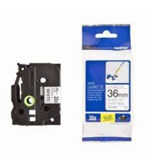Brother TZE-FX261 36 mm Beyaz Üzerine Siyah Esnek Etiket 8 Metre  resmi