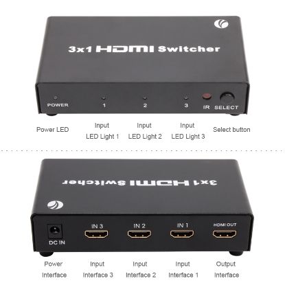 Vcom DD433 3*1 Port 1.4V 3D Metal Hdmi Switch resmi