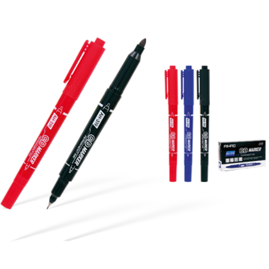 Aihao Asetat Kalemi Permanent Çift Taraflı Mavi AH-319 (12 Adet) resmi