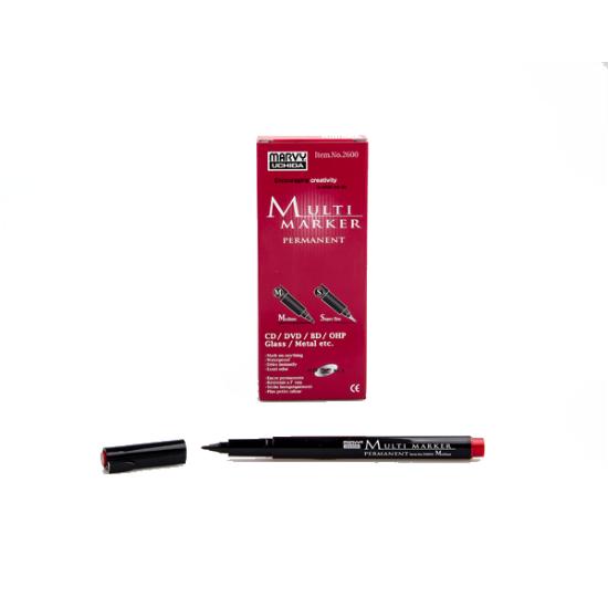 Marvy Asetat Kalemi Permanent M Seri Kırmızı 2600M-2 (12 Adet) resmi