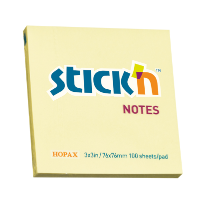 Hopax Stıckn Yapışkanlı Not Kağıdı 100 YP 76x76 Sarı HE21007 (12 Adet) resmi