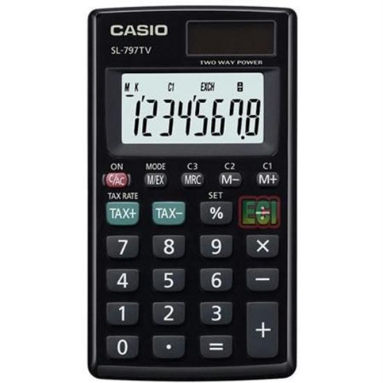 Casio SL-797TV-BK 8 Hane Siyah Cep Tipi Hesap Makinesi resmi