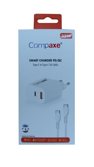 Compaxe CTA-350TT  35W 5V 3A PD/QC+ Type-C To Type-C  Şarj Kablosu resmi