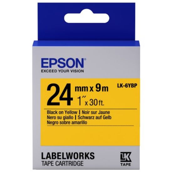 Epson LK-6YBP Pastel Sarı Üzeri Siyah 24mm 9Metre Etiket resmi