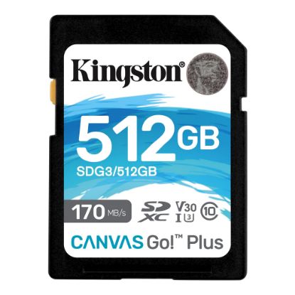 Kingston SDG3/512GB 512GB SDXC Canvas Go Plus 170R C10 UHS-I U3 V30 Hafıza Kartı resmi