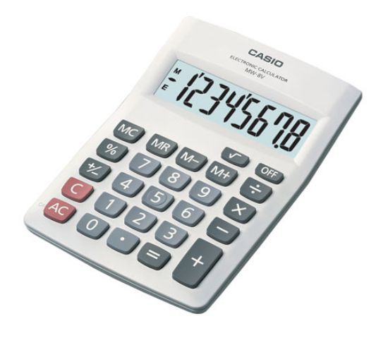 Casio MW-5V-WE 8 Hane Beyaz Masa Üstü Hesap Makinesi resmi