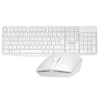 Everest KM-7500 Beyaz Kablosuz Q Multimedia Klavye + Mouse Set resmi