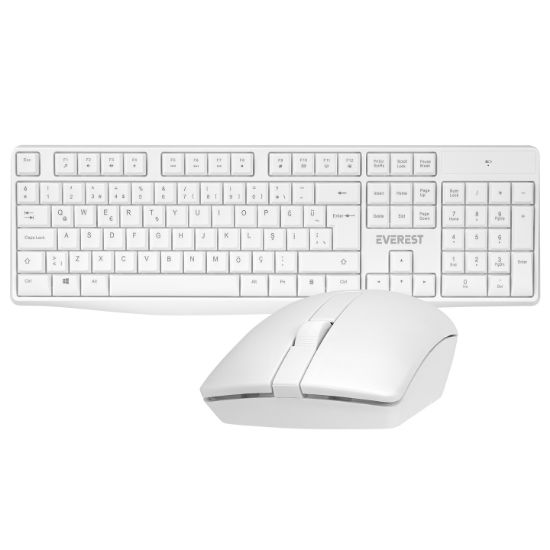 Everest KM-7500 Beyaz Kablosuz Q Multimedia Klavye + Mouse Set resmi