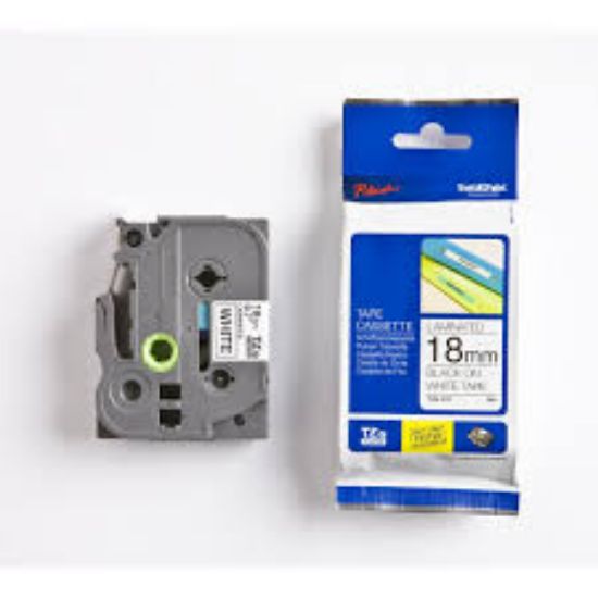 Brother TZE-241 18 mm Beyaz Üzeri Siyah Laminasyonlu Etiket resmi