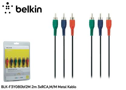 Belkin BLK-F3Y080BF2M 2m 3xrca,m-m Metal Kablo resmi