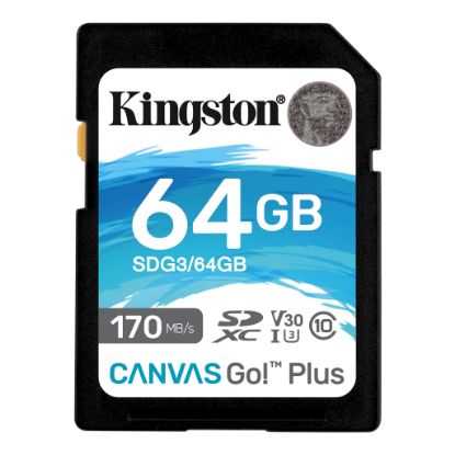 Kingston SDG3/64GB 64GB SDXC Canvas Go Plus 170R C10 UHS-I U3 V30 Hafıza Kartı resmi