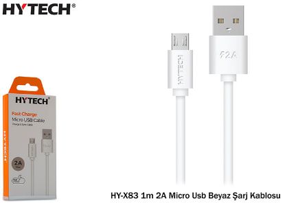Hytech HY-X83 1m 2A Micro Usb Beyaz Şarj Kablosu resmi