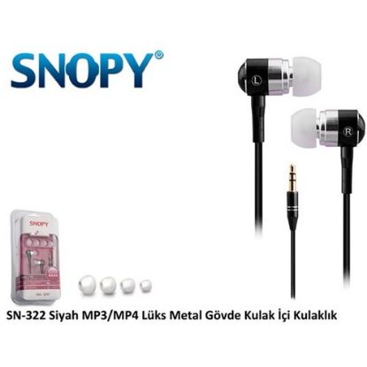 Snopy SN-322 Kulak İçi Kulaklık Siyah Metal Gövde Kulaklık resmi