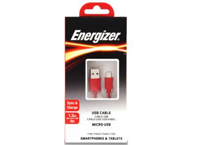 Energizer C12UBMCGRD4 1.2m Flat Micro Kırmızı Usb Kablosu resmi