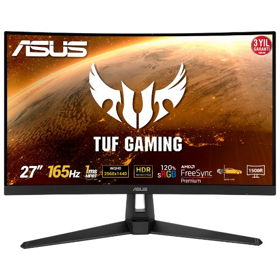 Asus Tuf Gaming VG27WQ1B 27" 2560X1440 165Hz 1ms Hdmi DP Kavisli Oyuncu Monitör resmi
