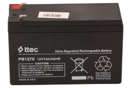 Ttec 12V 7AH-20HR Base Bakımsız Kuru Akü Alarm-Siren için Ups Uygun Değil 1,75 Kg  resmi