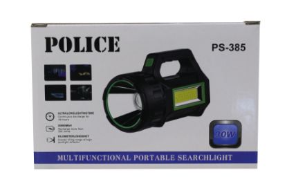 Polıce PS-385 Yan Aydınlatmalı,Kırmızı Işık ve Kırmızı İkaz Işıklı, Şarjlı Spot Fener resmi