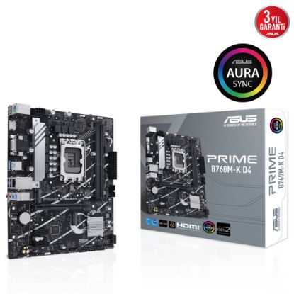 Asus Prime B760M-K D4 Intel B760 Soket 1700 DDR4 5333(OC)MHz mATX Gaming (Oyuncu) Anakart resmi
