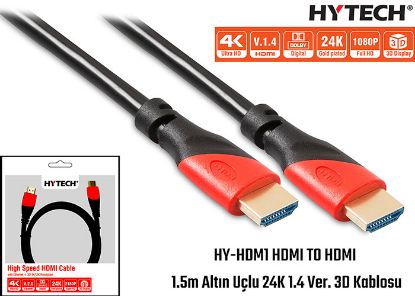 Hytech HY-HDM1 HDMI TO HDMI 1.5m Altın Uçlu 24K 1.4 Ver. 3D Kablosu  resmi