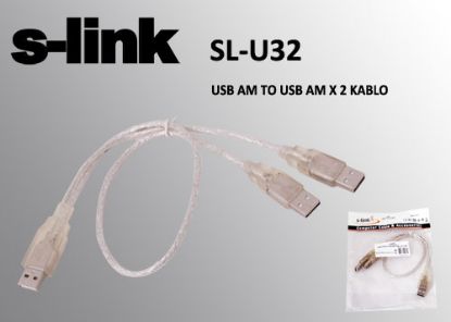 S-link SL-U32 Usb 2.0 Usb Erkek To 2x Usb Erkek 0.60cm Kablo resmi
