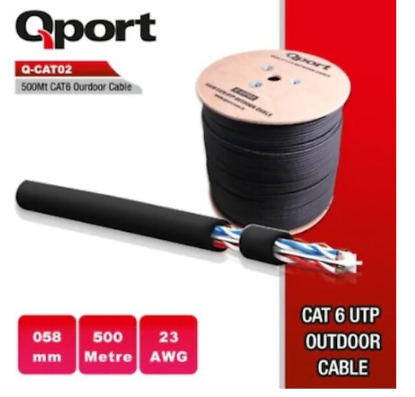 QPORT Q-CATO2 500mt Outdoor Cat6 23AWG 0.58MM Dış Mekan Kablo resmi